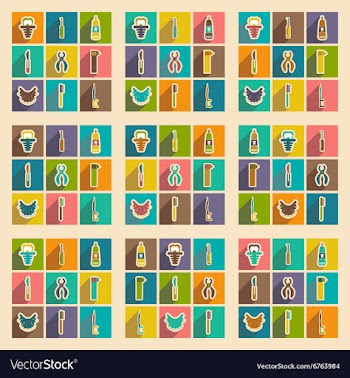 Icons of assembly stomatology in flat style vector image