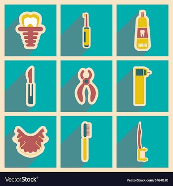 Icons of assembly stomatology in flat style vector image