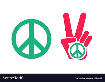 icons of hand and peace symbols hand and two