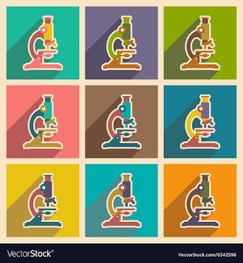 Icons of Medical microscope assembly in flat style vector image