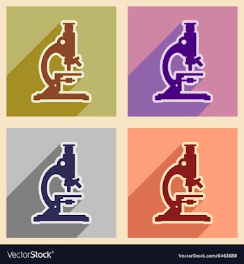 Icons of Medical microscope assembly in flat style vector image