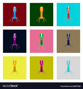 Icons set in flat style bacteriophage vector image