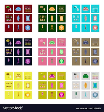 Icons set in flat style cells viruses teeth vector image