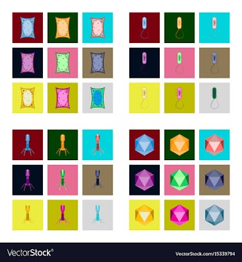 Icons set in flat style cells viruses teeth vector image