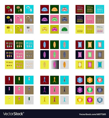 Icons set in flat style cells viruses teeth vector image