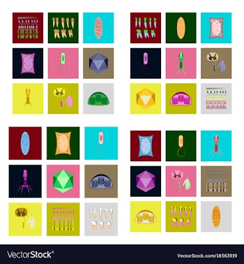 Icons set in flat style cells viruses teeth vector image