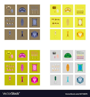 Icons set in flat style cells viruses teeth vector image