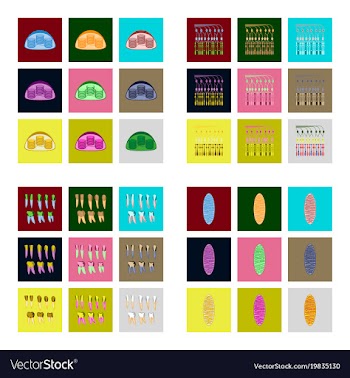 Icons set in flat style cells viruses teeth vector image