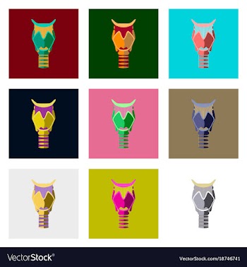 Icons set in flat style human organ larynx vector image
