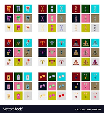 Icons set in flat style human organs cell vector image