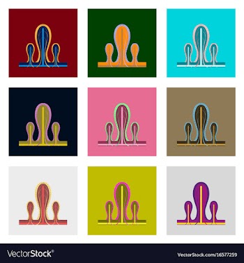 Icons set in flat style intestinal villi vector image