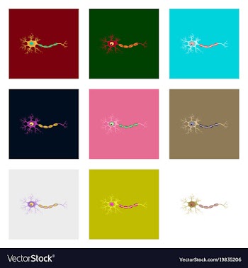 Icons set in flat style neuron vector image