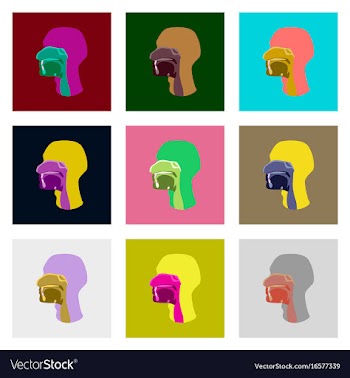 Icons set in flat style pharynx vector image