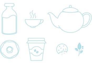 Icons set of food and beverages