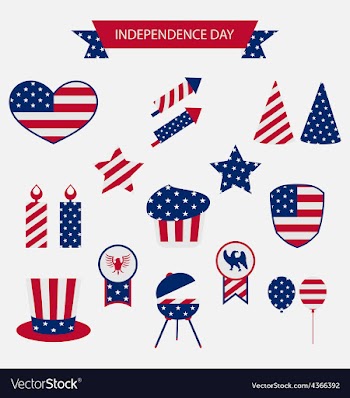  					Icons Set USA Flag Color Independence Day 4th of vector image														
