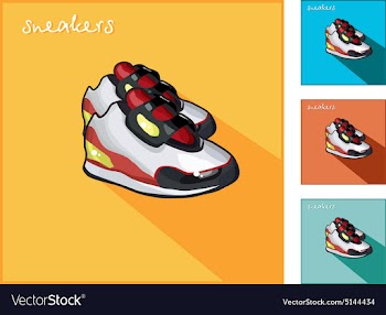 Icons with sneakers vector image