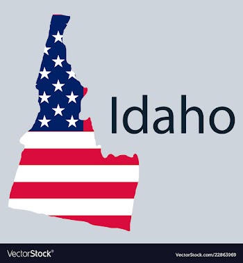 Idaho state of america with map flag print on map vector image