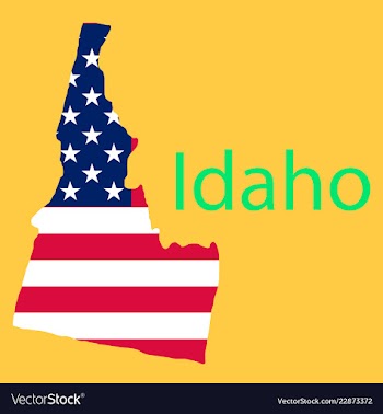 Idaho state of america with map flag print on map vector image
