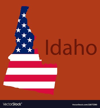 Idaho state of america with map flag print on map vector image