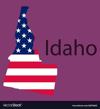 Idaho state of america with map flag print on map vector image