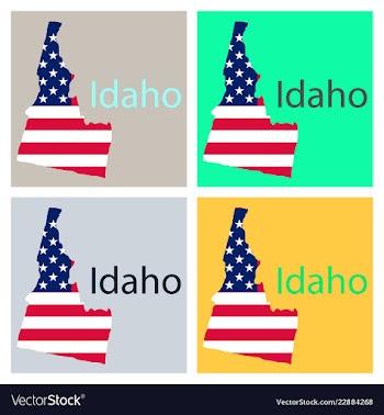 Idaho state of america with map flag print on map vector image