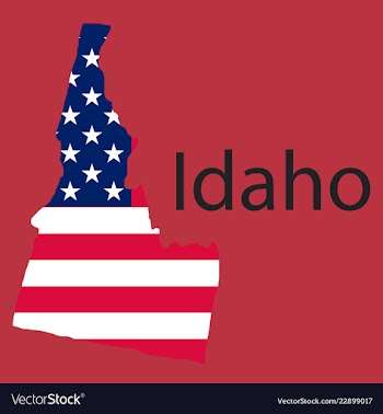 Idaho state of america with map flag print on map vector image