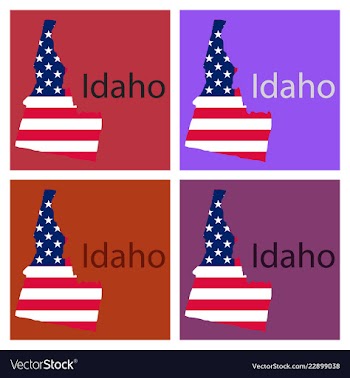Idaho state of america with map flag print on map vector image