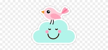 Ideal Baby Fox Clipart Cute Pink Bird On Happy Cloud - Cute Cloud Png