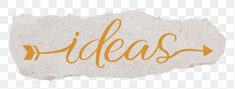 Ideas word, yellow calligraphy on ripped | Free PNG - rawpixel