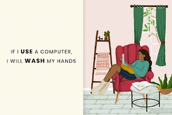 If I use a computer I will wash my hands. This image is part our colla.. | Free  vector - 2333076