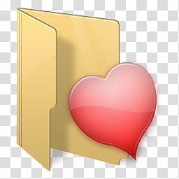 IKons s, red heart and yellow folder transparent background PNG clipart