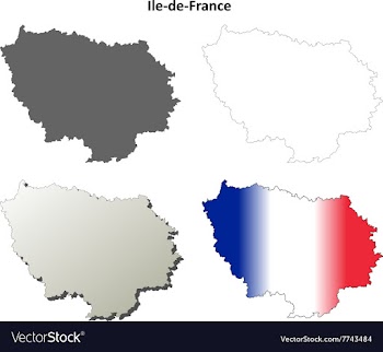 Ile-de-France blank detailed outline map set vector image