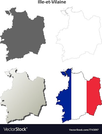 Ille-et-Vilaine Brittany outline map set vector image