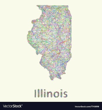 Illinois line art map vector image