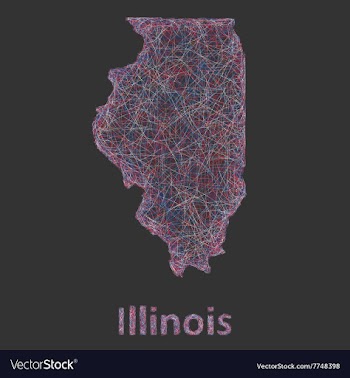Illinois line art map vector image