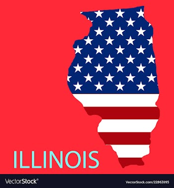 Illinois state of america with map flag print on vector image