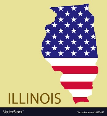 Illinois state of america with map flag print on vector image