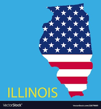 Illinois state of america with map flag print on vector image