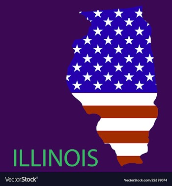 Illinois state of america with map flag print on vector image