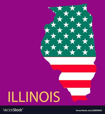 Illinois state of america with map flag print on vector image