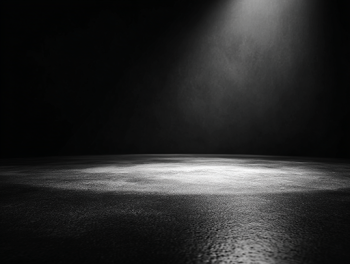 Illuminated Black Floor with Spotlight
