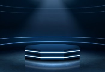Illuminated fashion show podium realistic vector Free Vector
