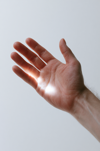 Illuminated Hand in Minimalist Setting