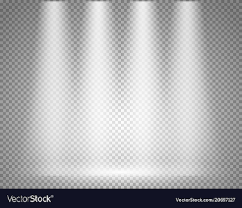 Illuminated stage with spotlight on transparent Vector Image