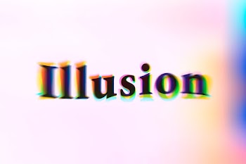 Illusion word in anaglyph text typography | Free stock illustration | High Resolution graphic