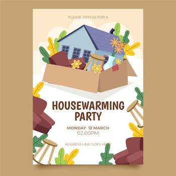 Illustrated housewarming party invitation template Free Vector