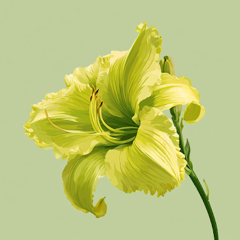 Illustrated See You Tomorrow Daylily Flower in Yellow/Chartreuse