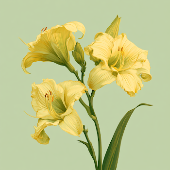 Illustrated Yellow Daylily Flower