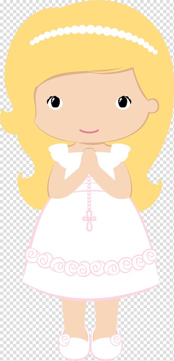 Illustration animated girl, First Communion Baptism Eucharist , comunion transparent background PNG clipart