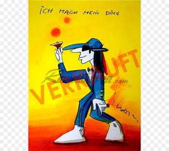 Illustration Cartoon Yellow Poster Human behavior - bach mockup 